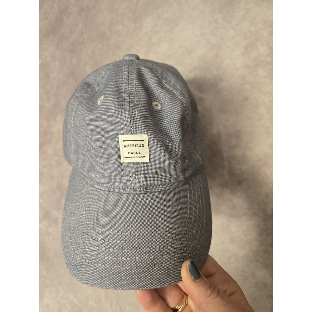 American Eagle Cotton Chambray Baseball Hat Cap Light Blue Snapback Unisex NWOT
